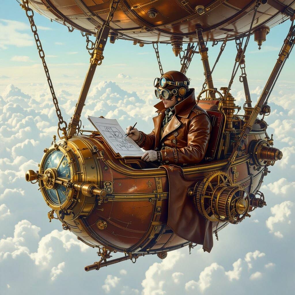 Steampunk Airship Journey: Clockwork Ornithologist's Cloud S...
