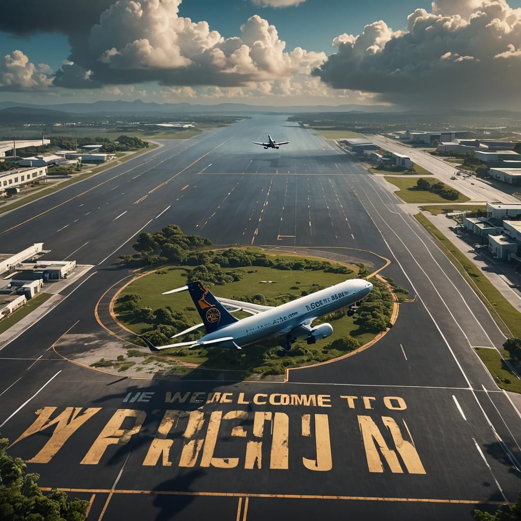 Passenger Plane Landing at Kadena Air Base