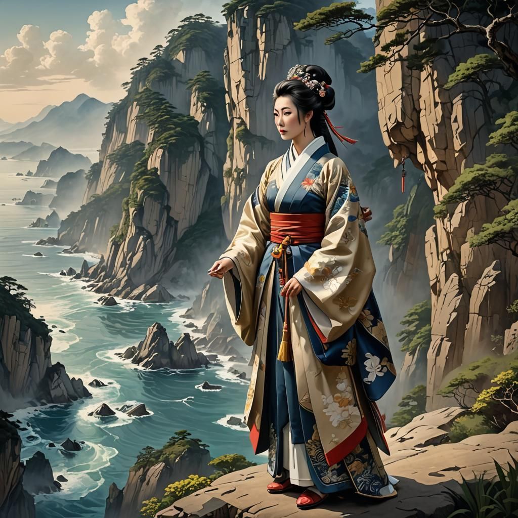 Lonely Japanese woman 18th century