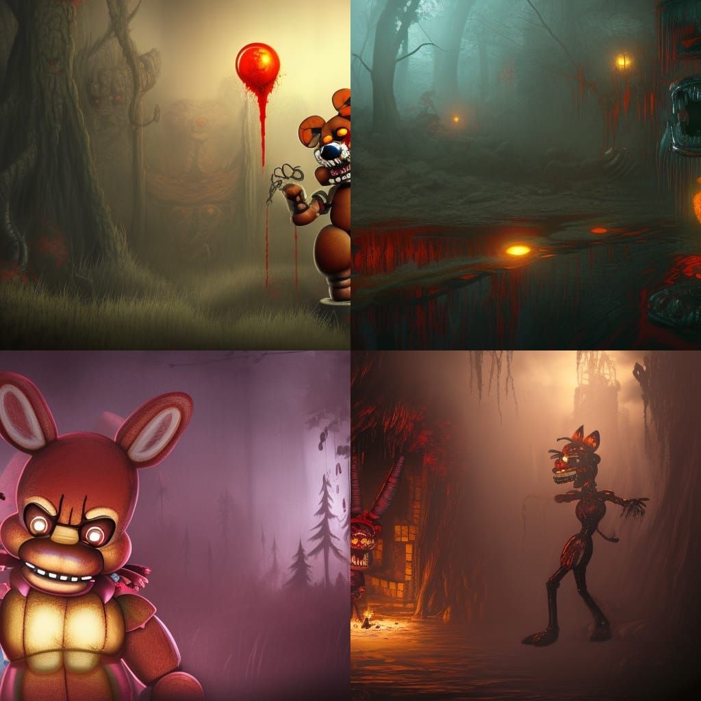 FNAF Nightmare: Detailed Dark Fantasy Art