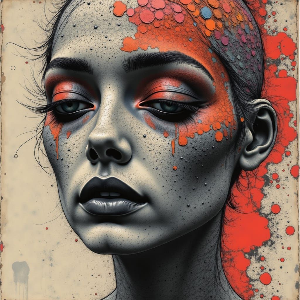 concrete grunge style, extreme facial textures