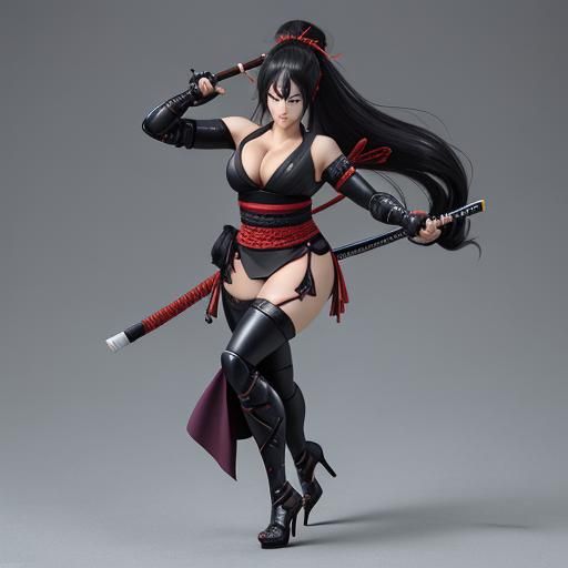 SAMURAI NINJA woman, I work in the shadows, with katana, lon...