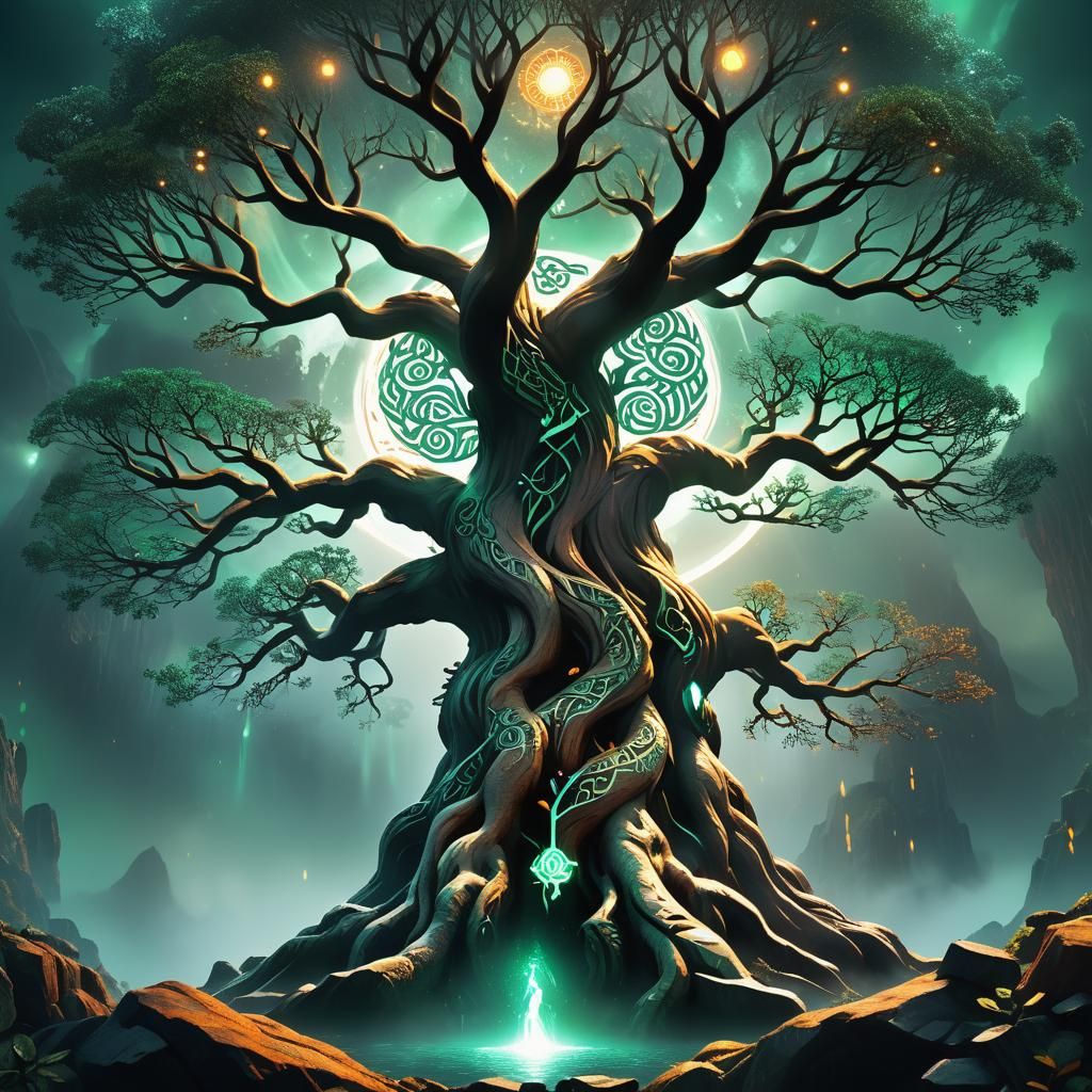 Mystical Yggdrasil in a Hyper-Realistic Style