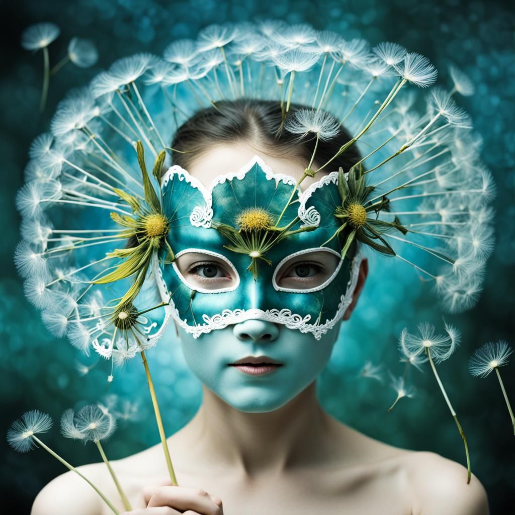 Fairy Dandelion Mask in Rayograph Style