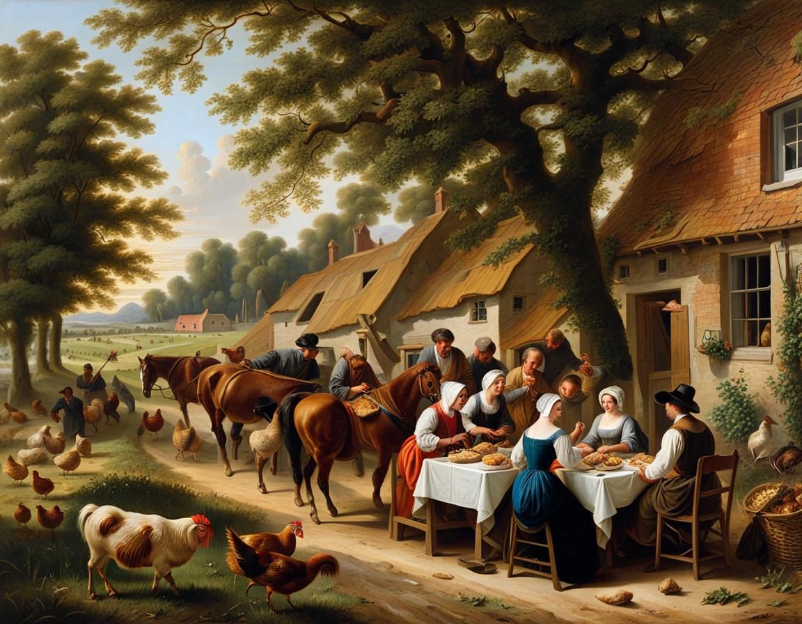 Bustling Farm Life on a Sunny Sunday Afternoon