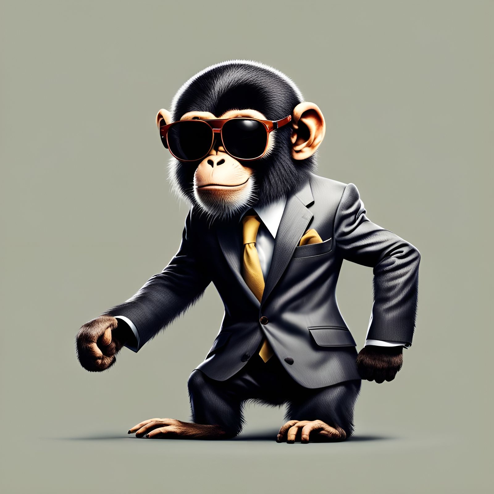 Monkey in Business Suit and Sunglasses