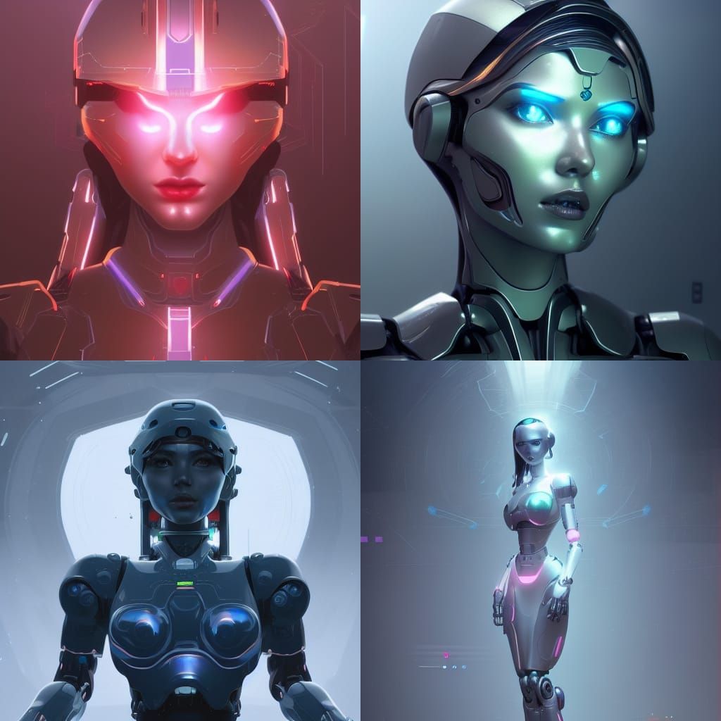 Haloed AI Robot in Hyperdetailed Concept Art