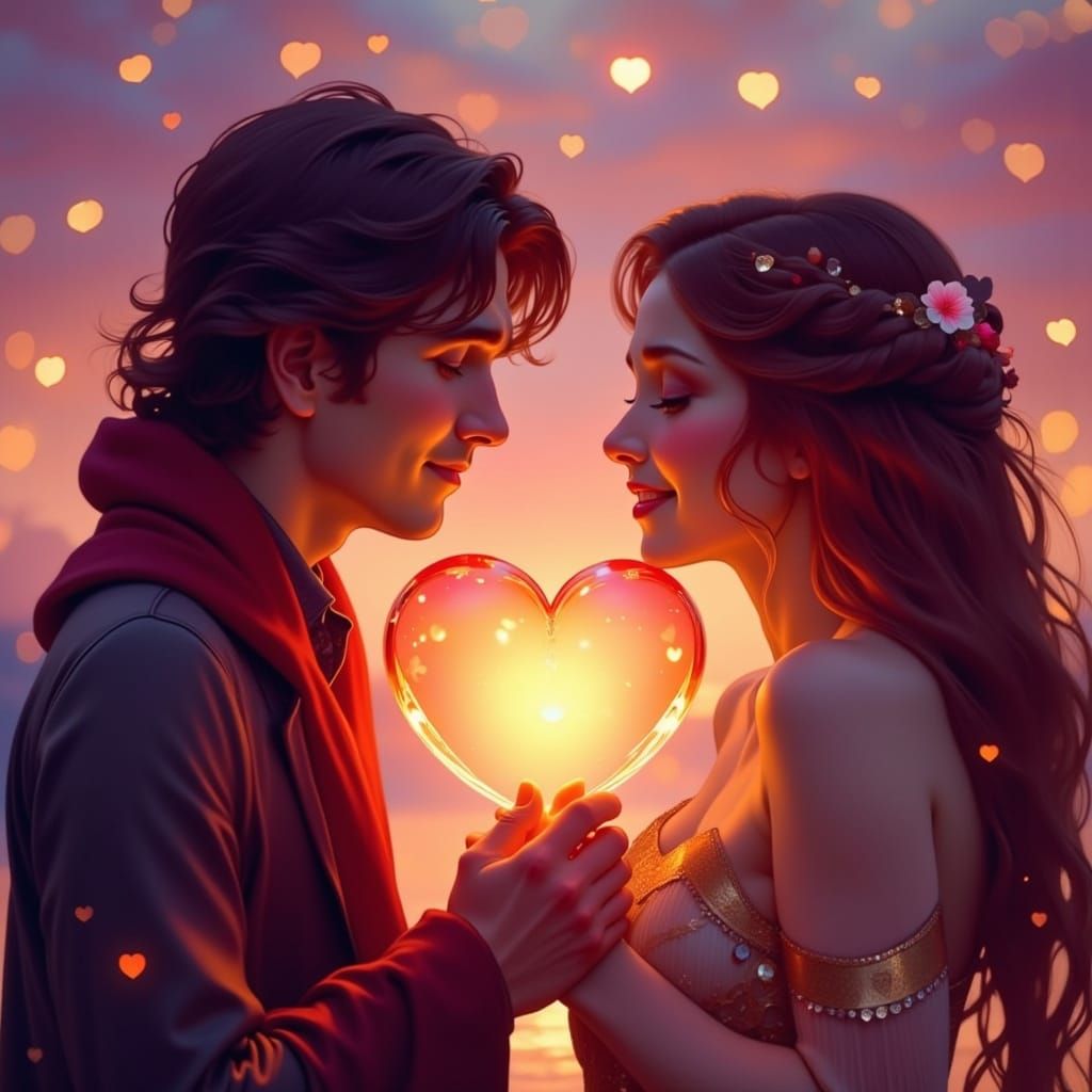 Romantic Couple in Art Nouveau Style