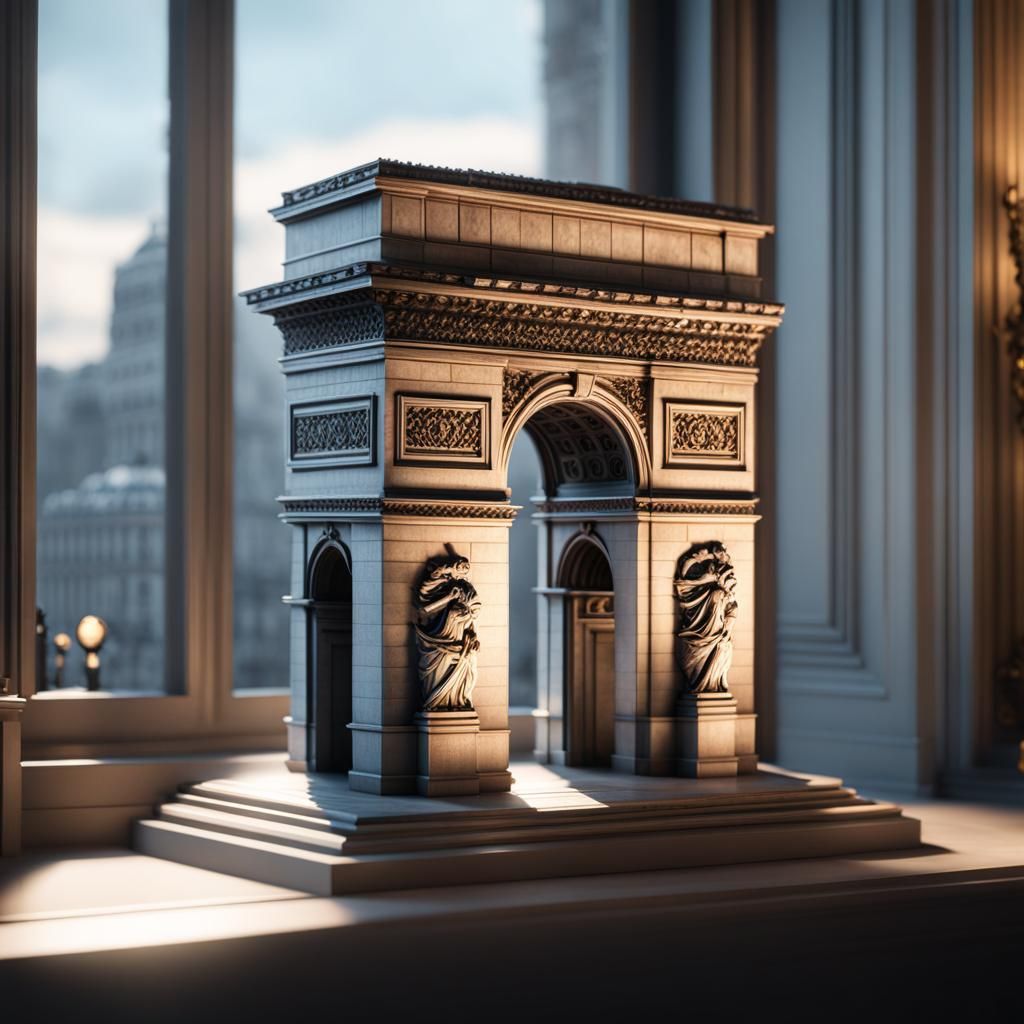 Miniature Arc De Triomphe: 3D Game Cinematic Render