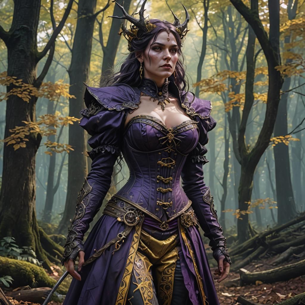 Evil Witch in Forest: Dark Fantasy Concept Art