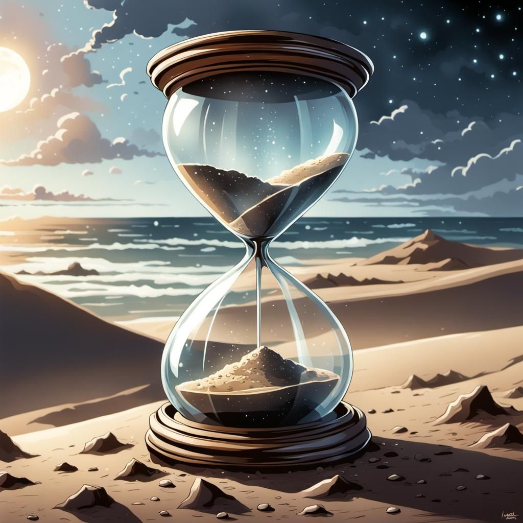 Silver Sand Hourglass in Comic Book Style
