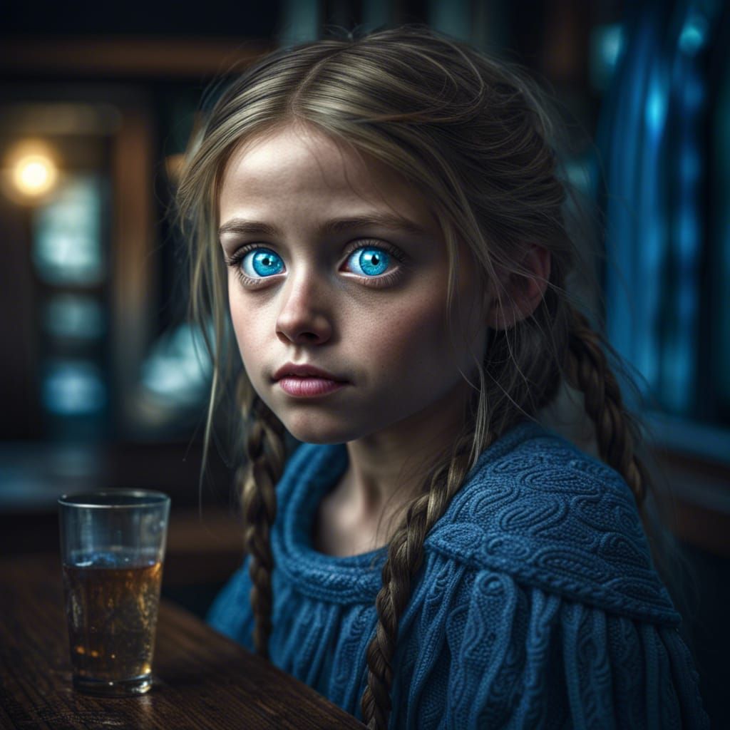 Girl with Charming Blue River Eyes