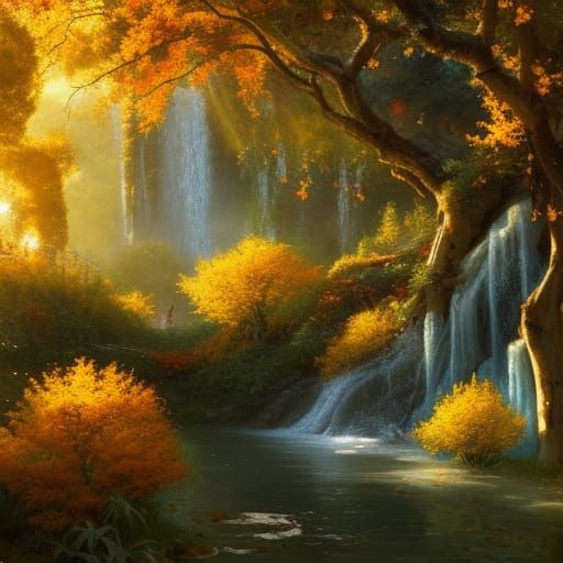 Enchanted Victorian Garden in Golden Sunlight