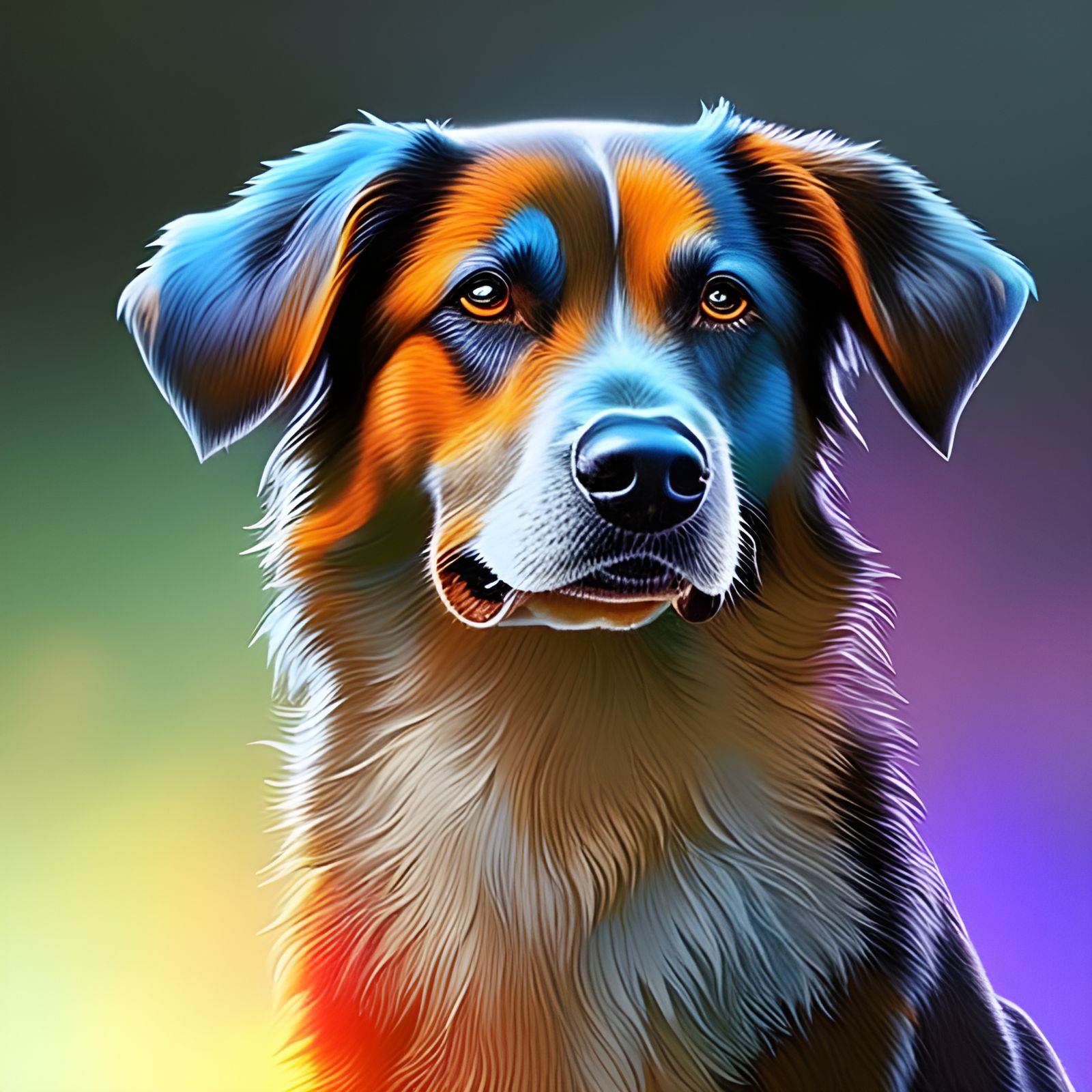 Hyperrealistic Dog Portrait in Splash Art Style