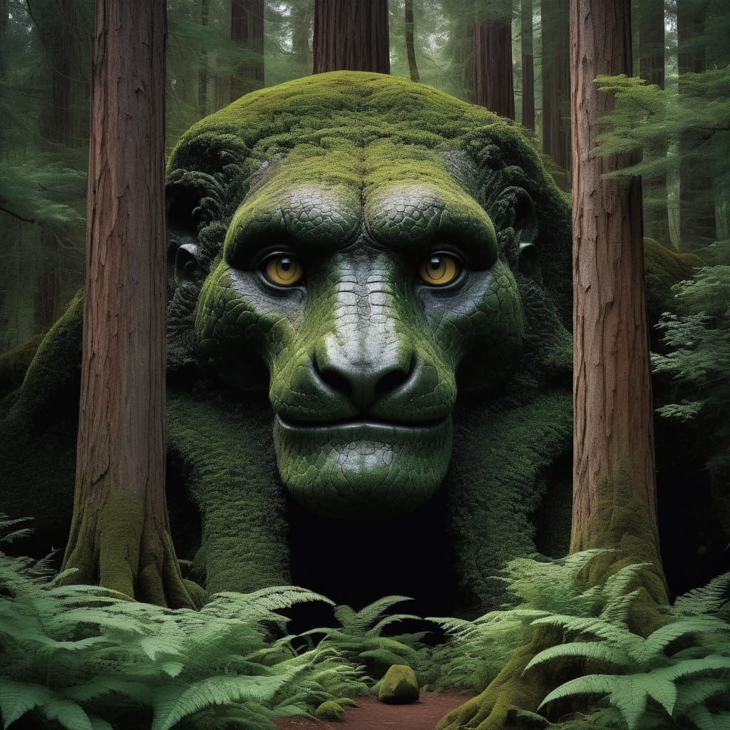 Ethereal Serpent-Librarian in Vibrant Amazonian Forest