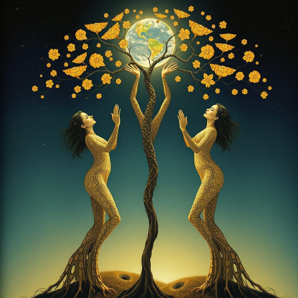 Goddess of Resilience in Golden Bloom