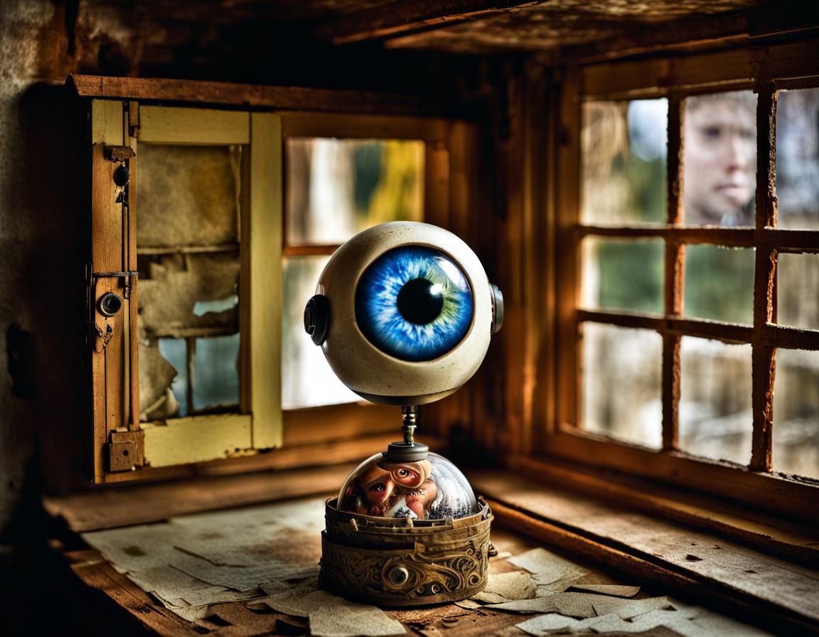 Cyborg Dolls in Decoupage Dollhouse with Eyeball