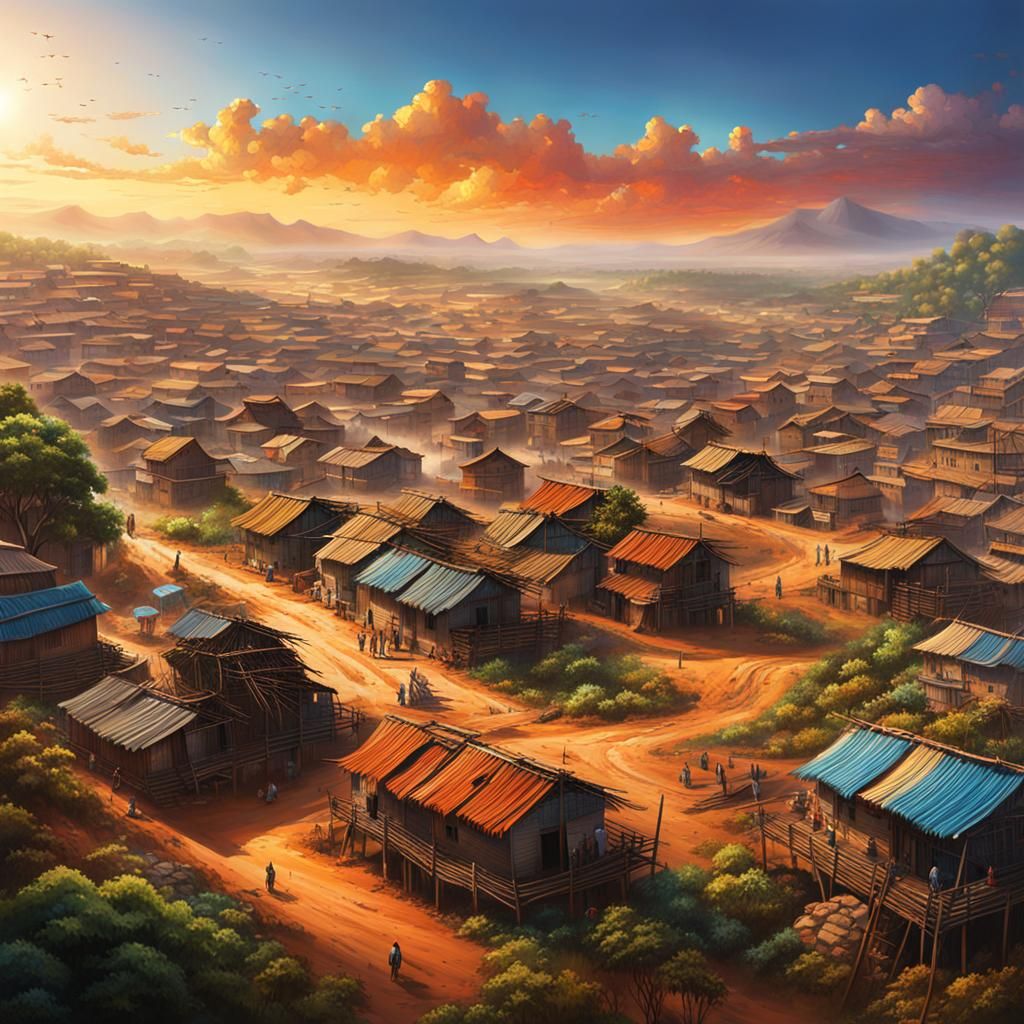 African Village Evolves into Hyperrealistic Megacity