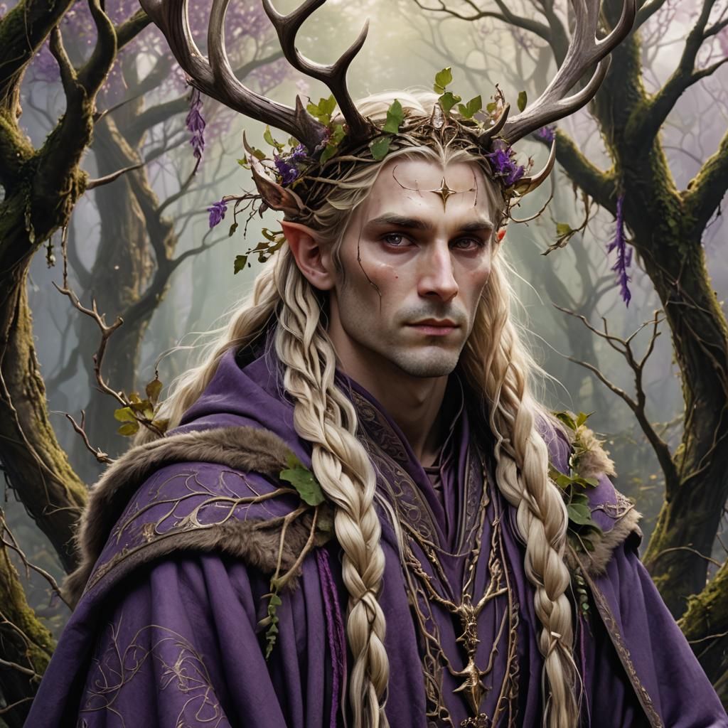 Fae King with Antler Crown in Fantasy Art