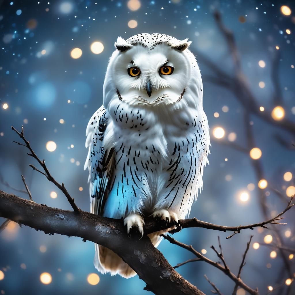 Majestic Owl Under Starry Night Sky