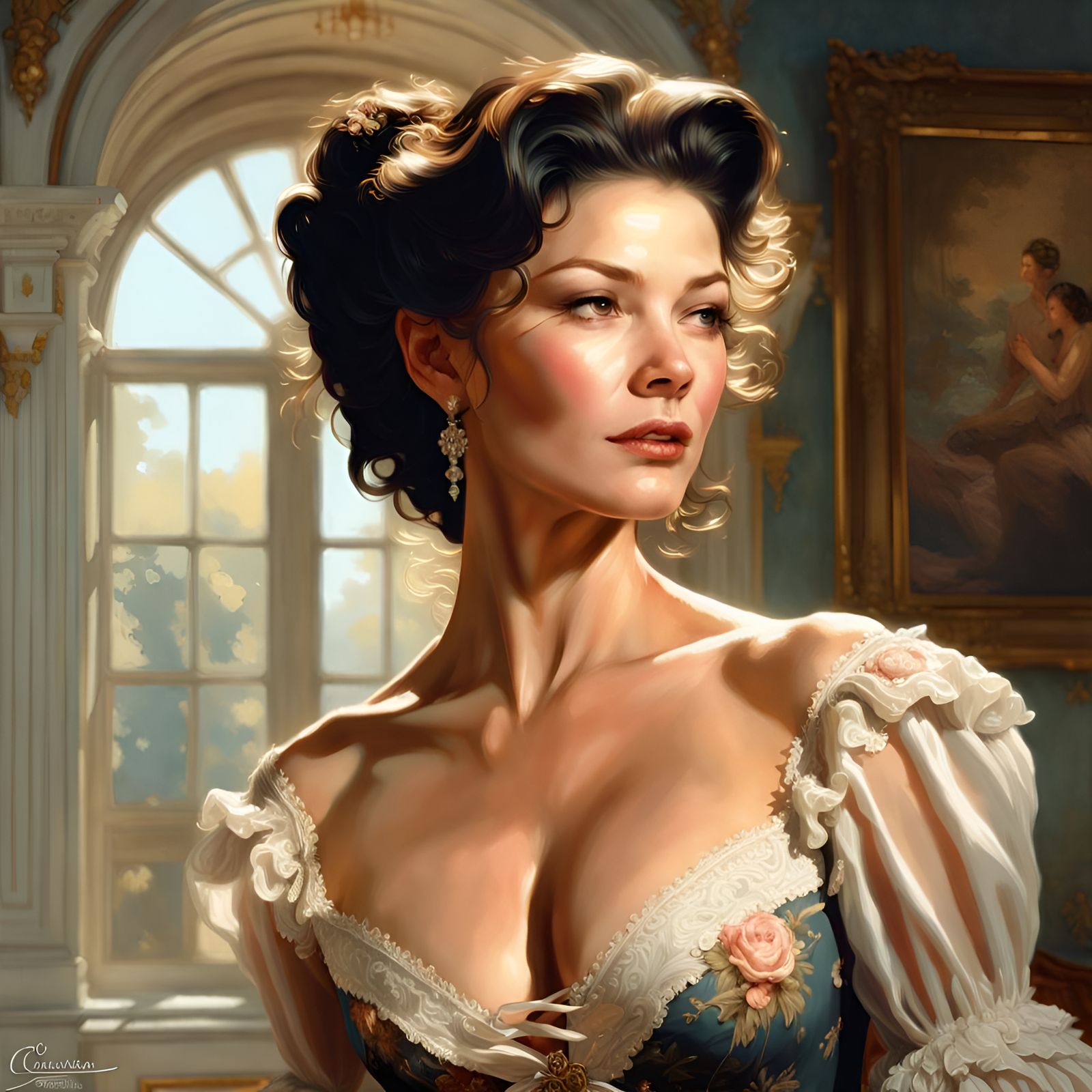 Catherine Zeta-Jones Rococo Portrait in Sunny Light