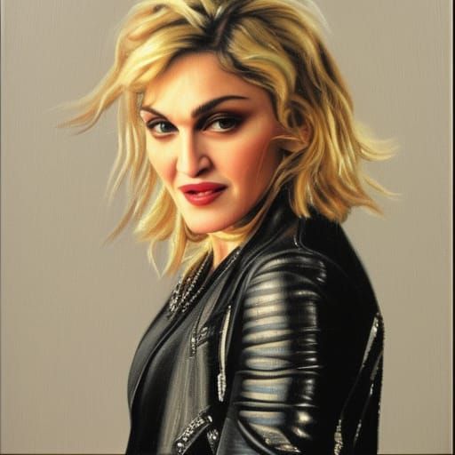 Madonna Ciccone Portrait in Oil Painting Style