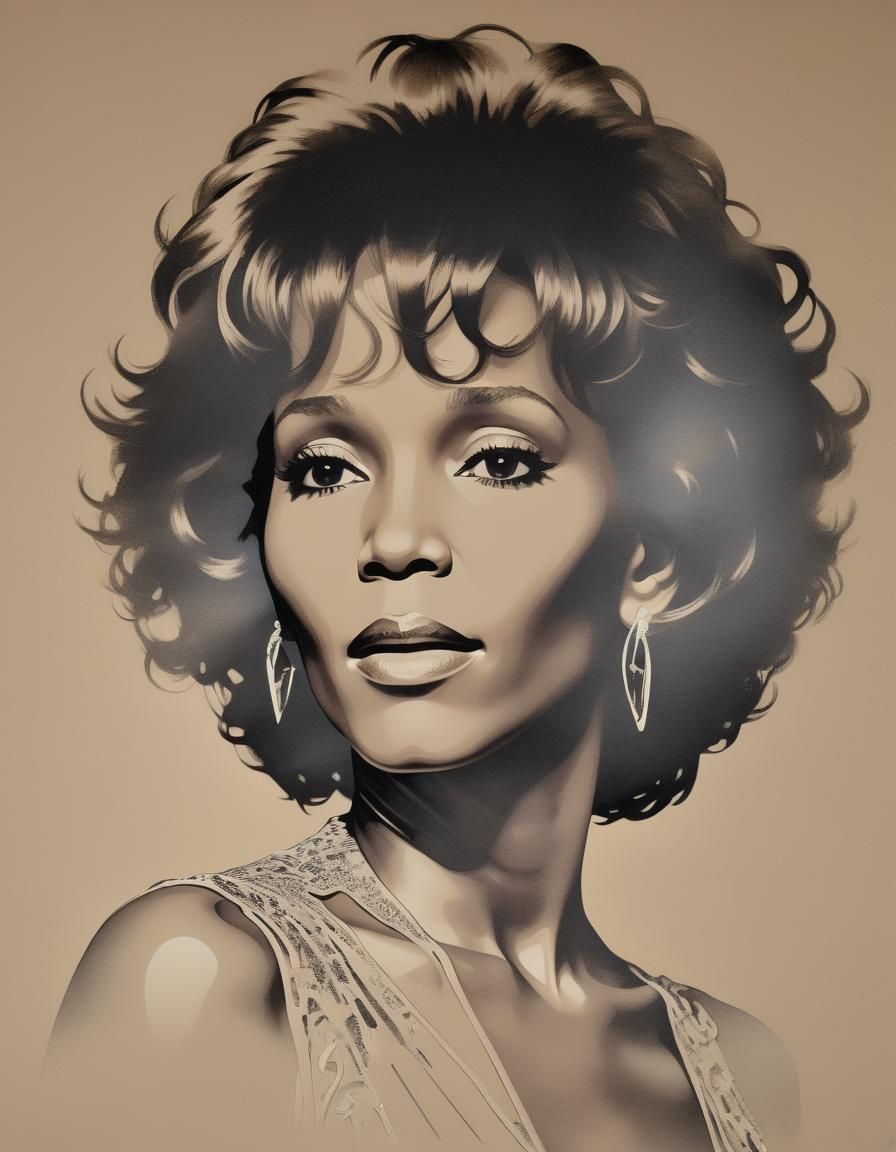 Silhouette of Whitney Houston, Greatest singer of her generation. Rock & Roll Hall of Famer