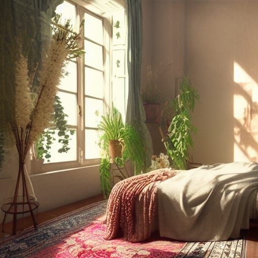 Boho Bedroom Interior in 8K Resolution
