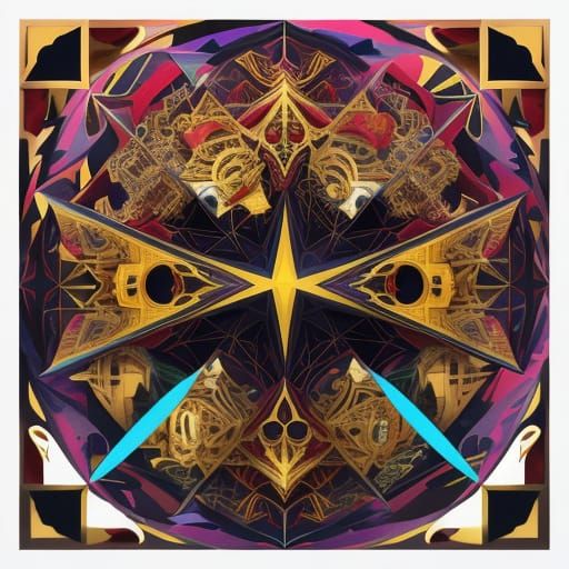 Vibrant Cubist Carnival Scene in Geometric Faubism Style