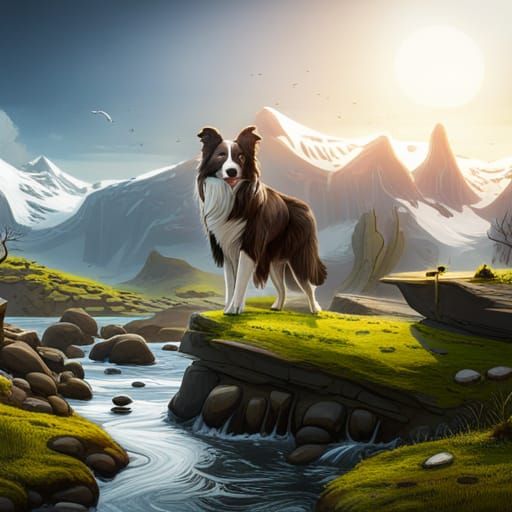 Detailed Border Collie Fantasy Concept Art