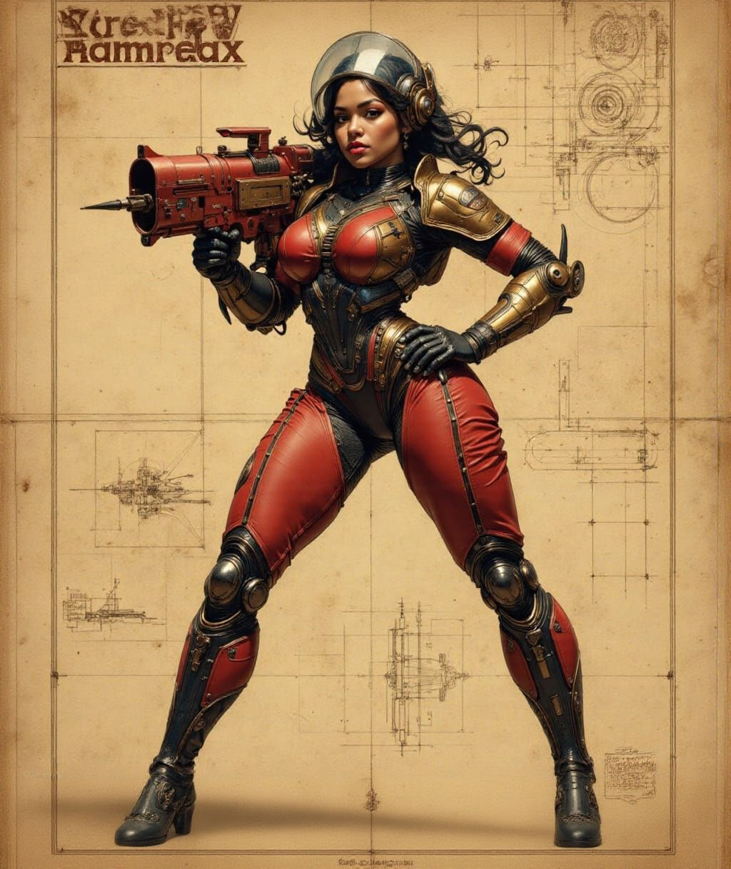 Muscular Black Woman in Retro-Futuristic Spacesuit with Ray ...