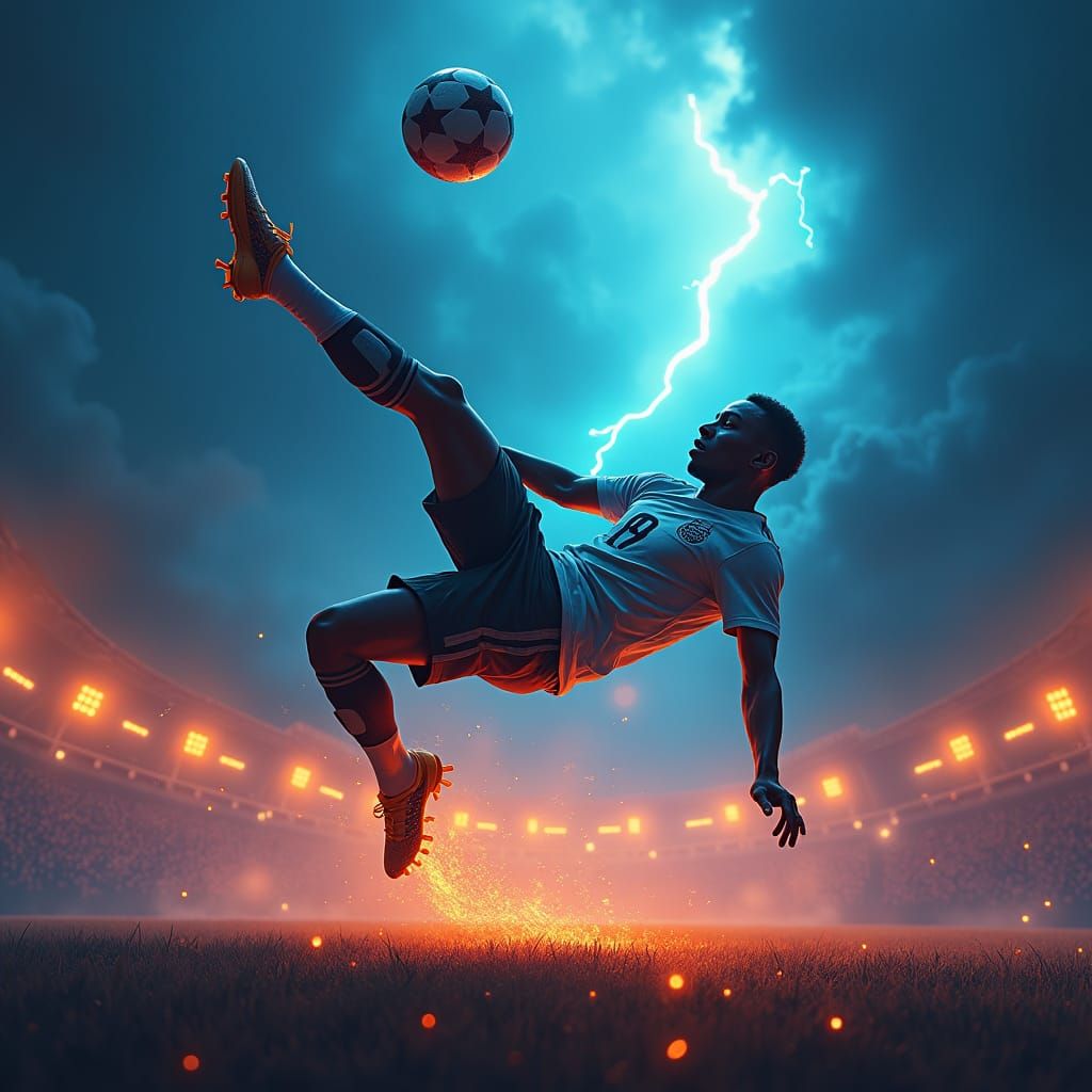 Mbappe's Mystical Bicycle Kick: A Digital Painting