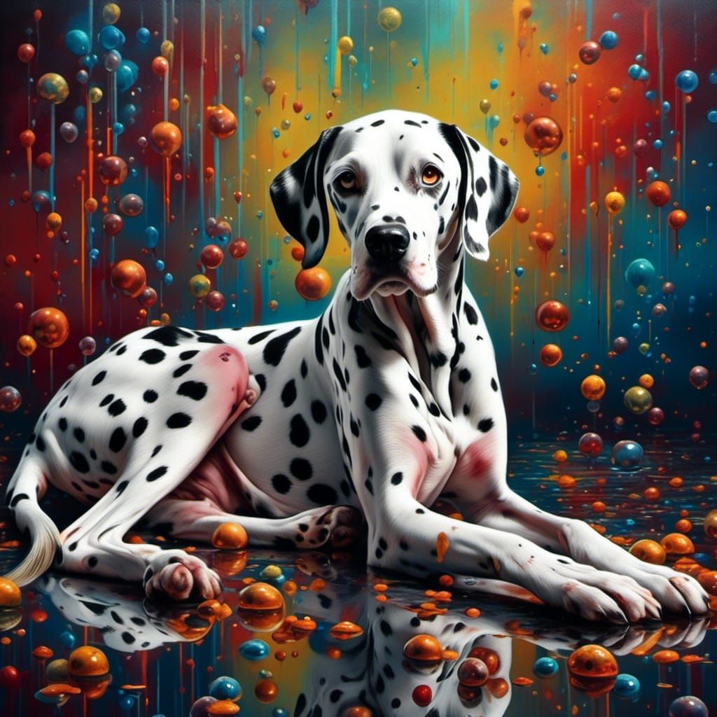 Beautiful Dalmatian in Hyperrealistic Art Deco Style