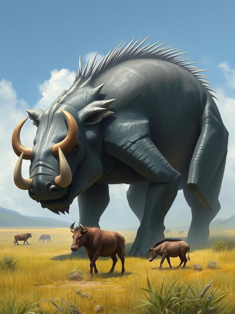 Whale-Warthog Hybrid Creature Concept Art