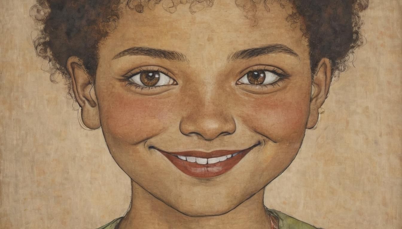Dreamlike Portrait of Smiling Girl in Surreal Style