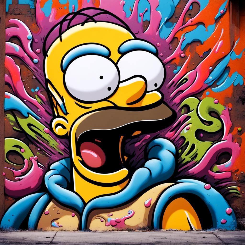 Homer Simpson Rides a Penis in Graffiti Art