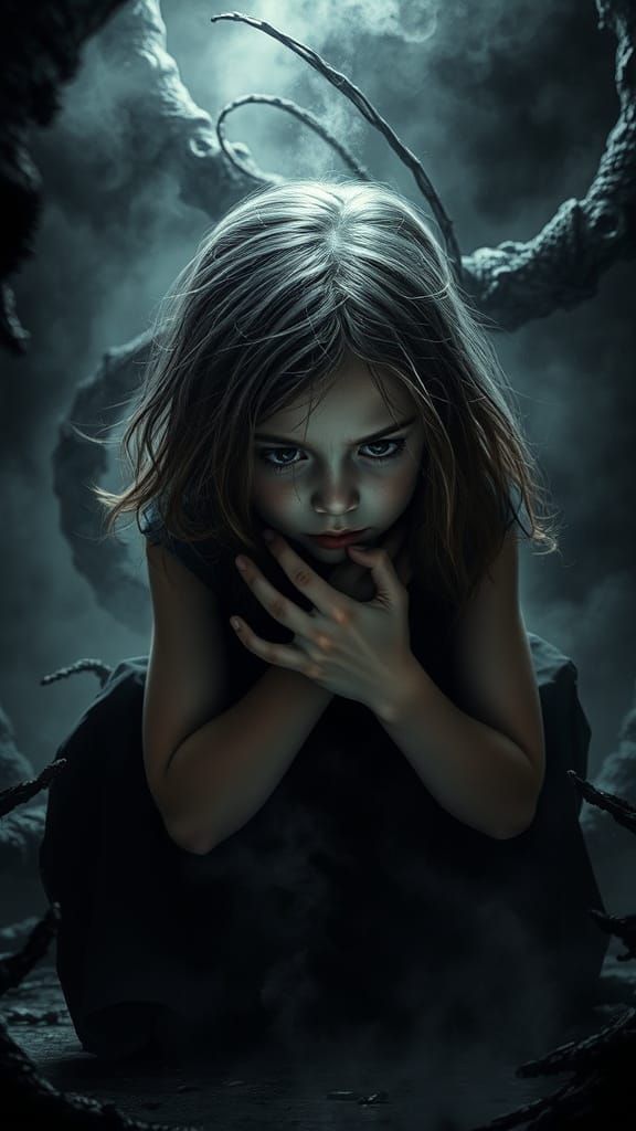 Dark Fantasy Girl with Ominous Aura