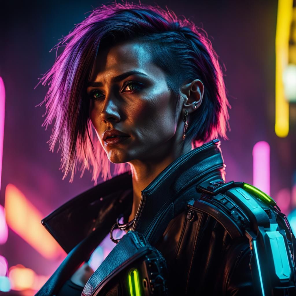 Cyberpunk 2099 Neon Portrait in Blade Runner Style