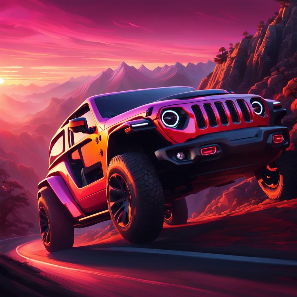 Sleek Futuristic Jeep Wrangler Hypercar Concept Speeds Down....