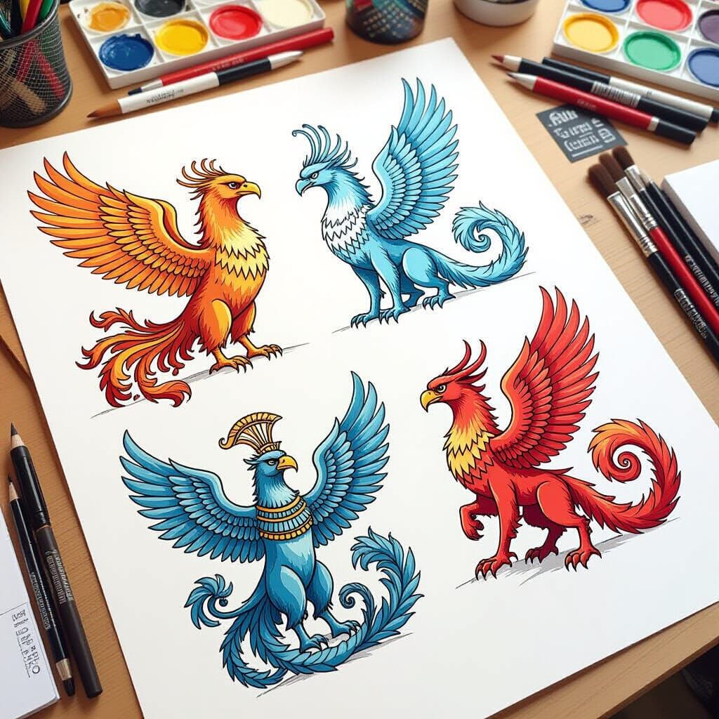 Mythical Greek Beasts in Detailed Illustration