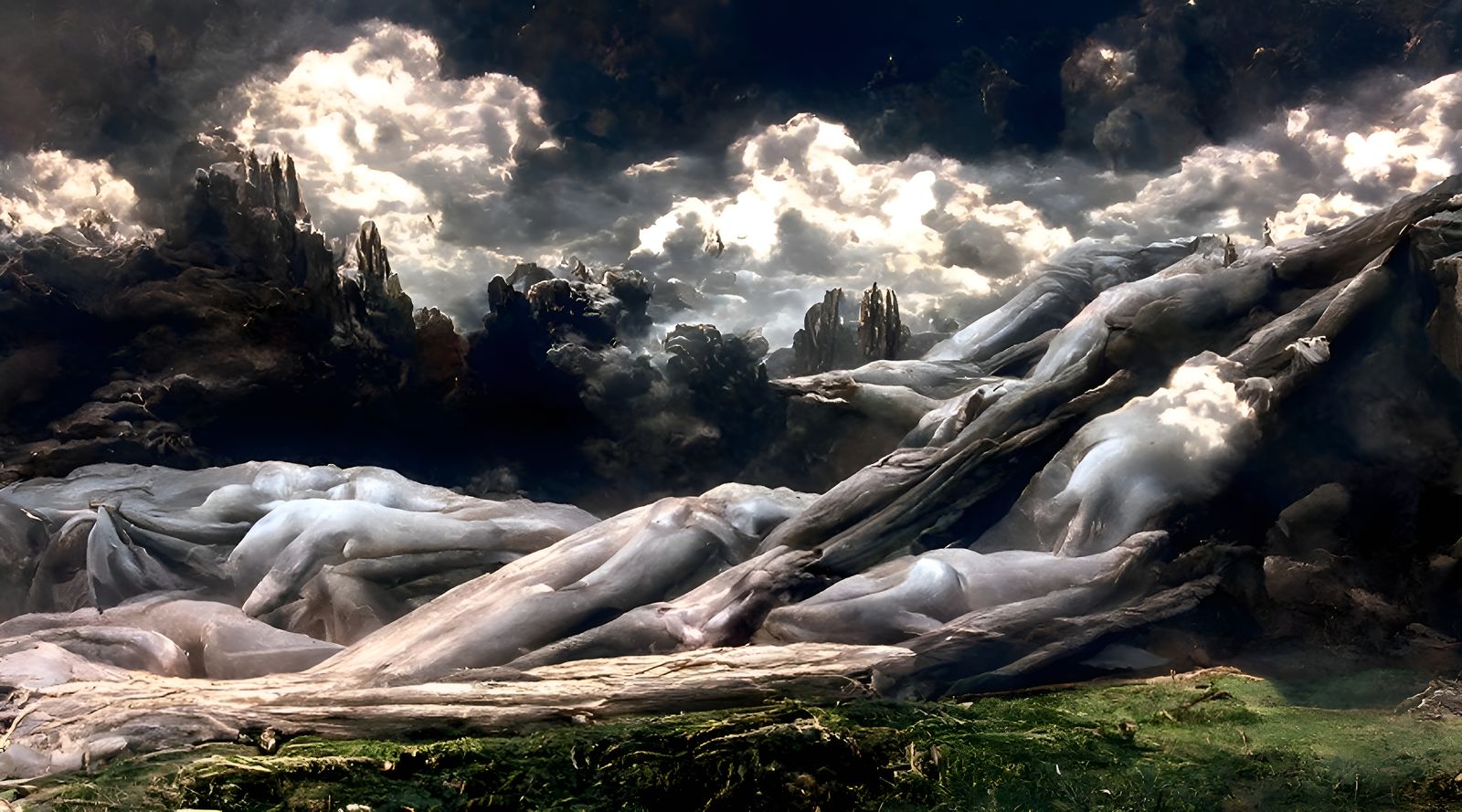 Cloaked Figures in Forest Rain, Romanticism Art