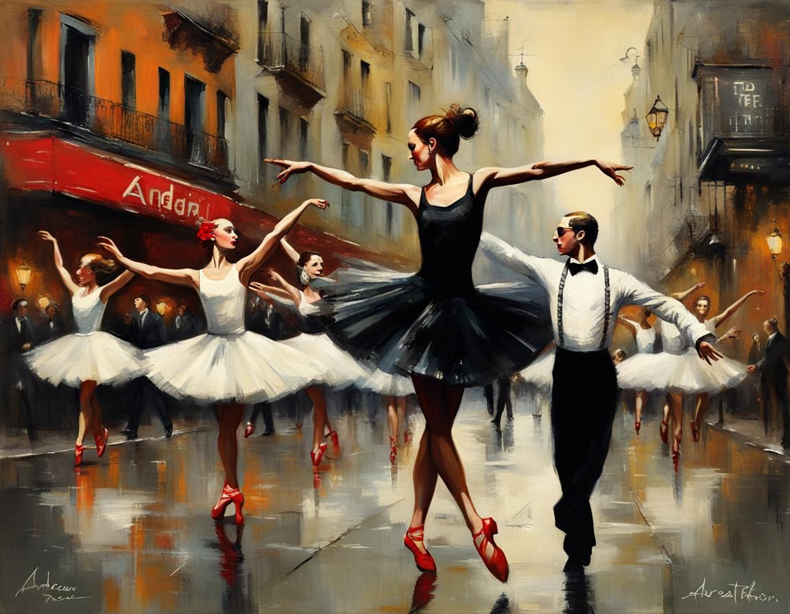 Street Dance Scene in Modern Figurative Style