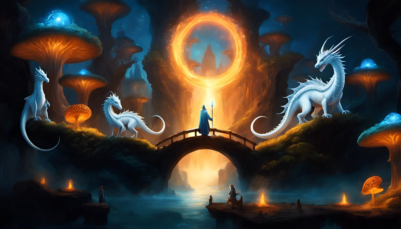 Fantasy World with Dragons and Magic Portal