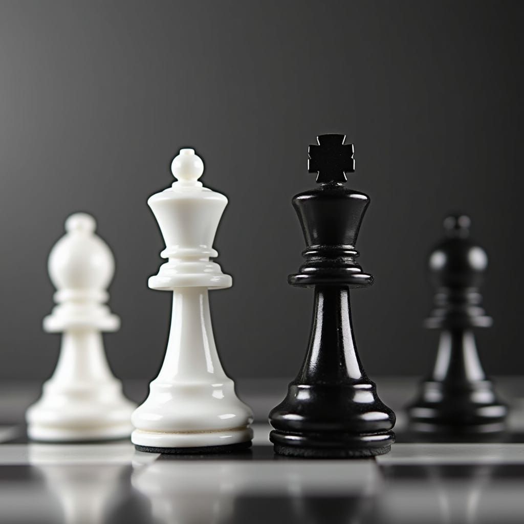 Opposite Chess Board: White and Black Pieces