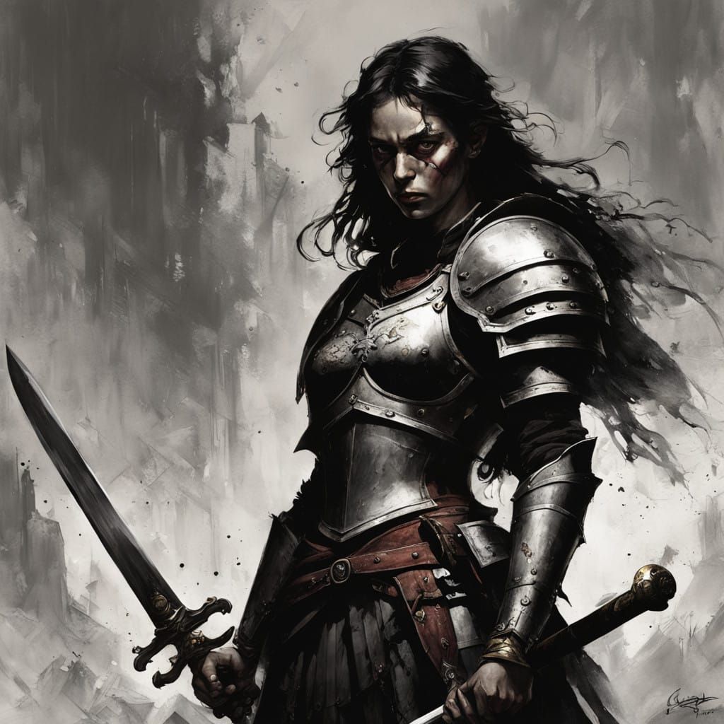 Warrior Princess with Gritty Realism and Heroic Pathos