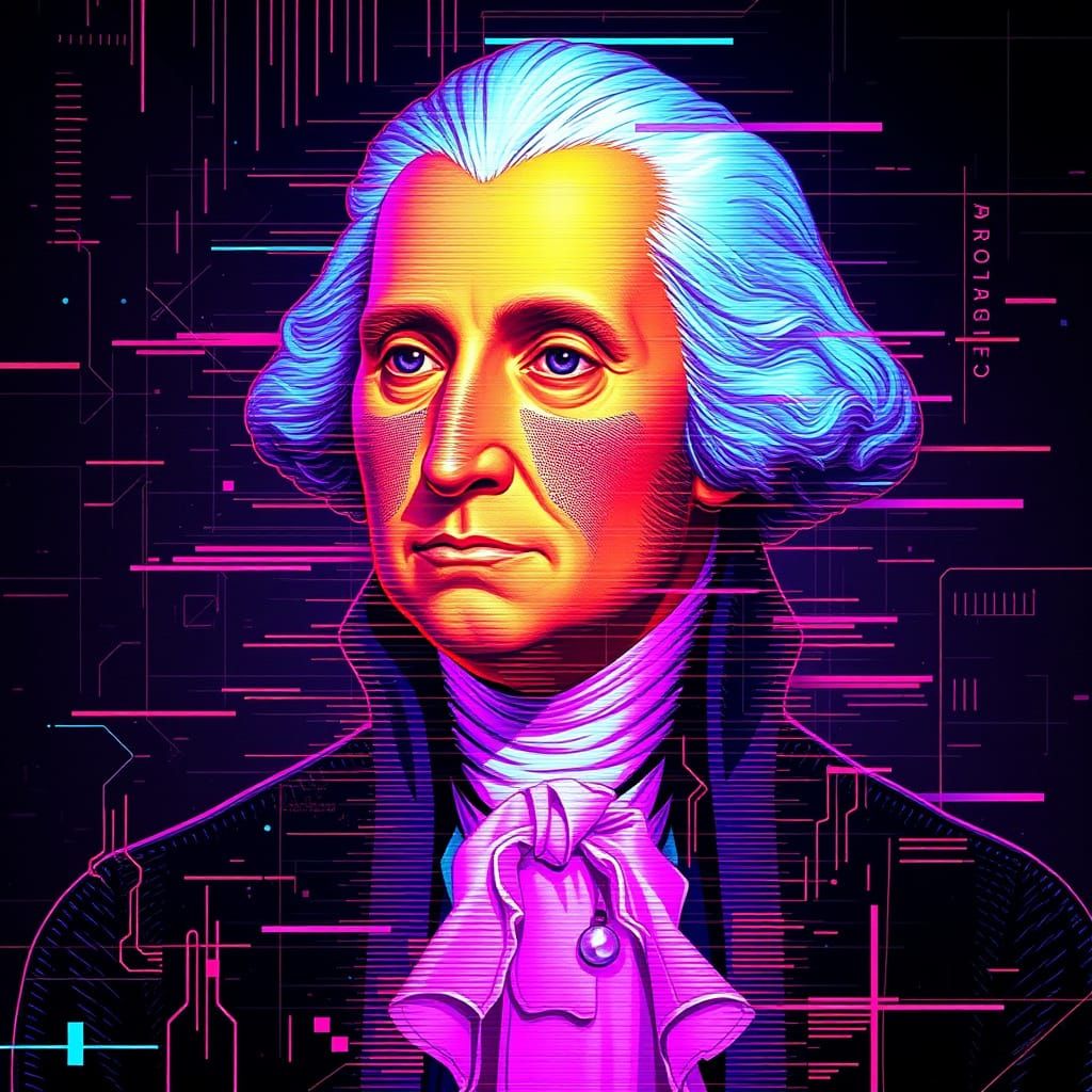 Cyberpunk George Washington Glitch Entity