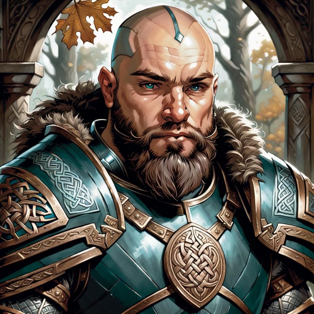 Dwarf Paladin Portrait in Comic Book Style