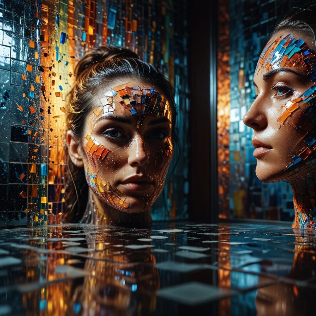Surreal Mirror Reflects Alternate Reality in Splash Art Styl...