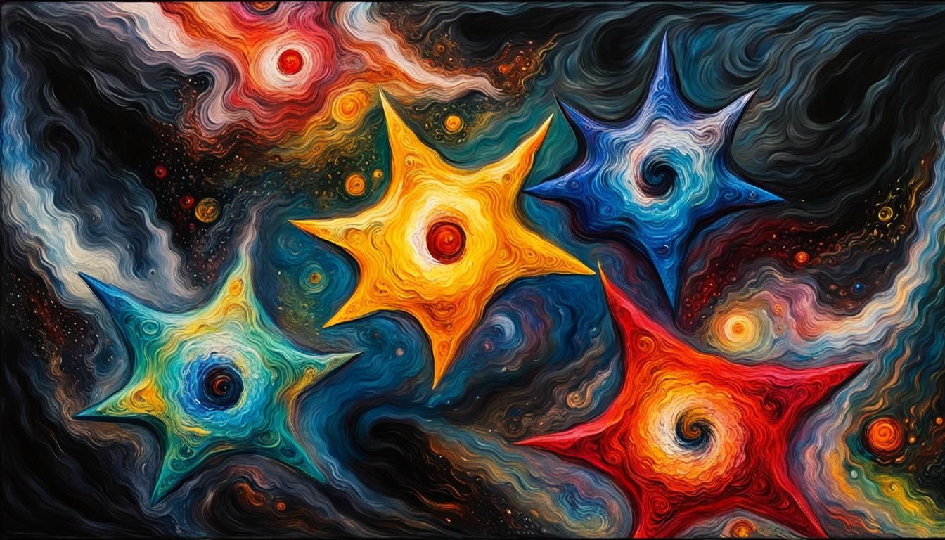 Cosmic Stars Swirling in Impasto Oil Paint Style