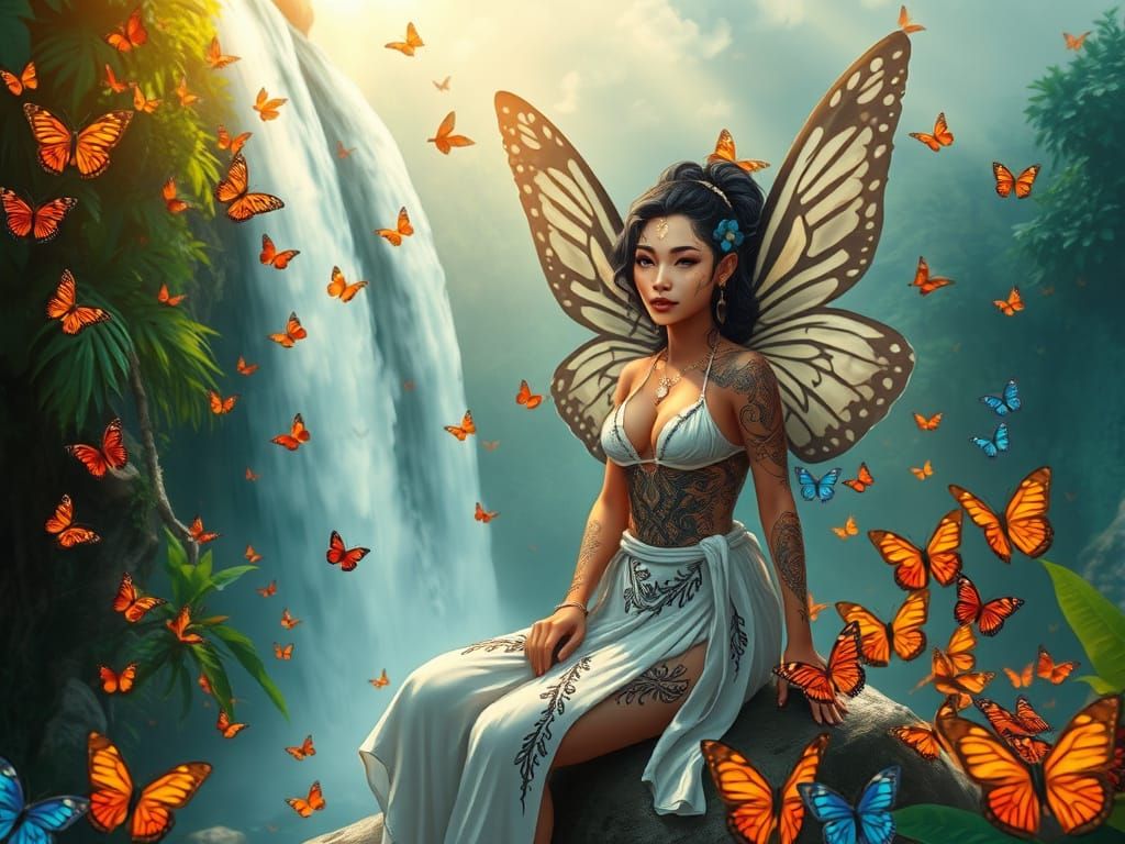 Luminous Polynesian Fairy Goddess in Tropical Paradise